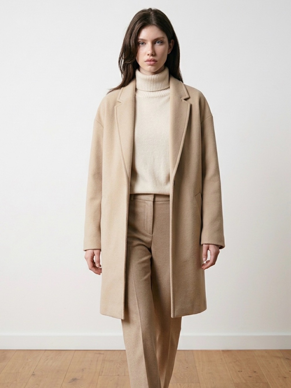 Topshop Tan Wool-Blend Coat